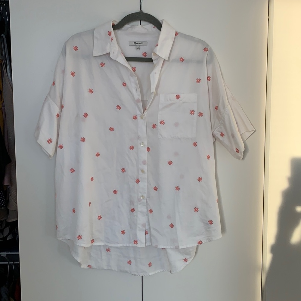 Madewell short sleeve button up with flowers